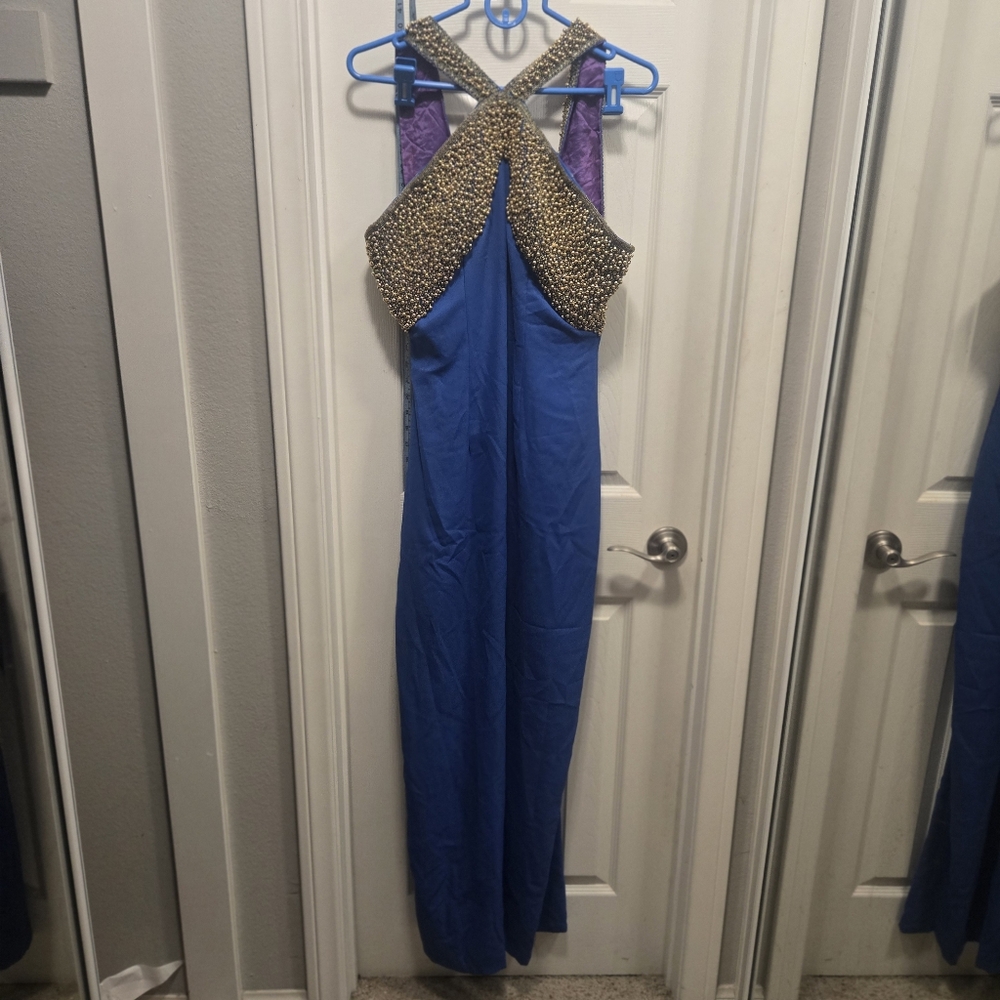 Sho Max Originals Vintage Blue and Gold Dress Size L